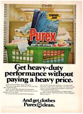 1977 Purex Detergent Print Ad, Soap Box In Laundry Basket Folded Towels 70's for sale  Shipping to South Africa