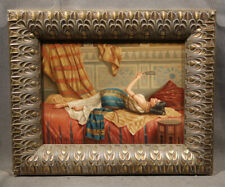 Pintura al óleo enmarcada de una dama reclinada en cama, firmada por R. Nelson (año desconocido) segunda mano  Embacar hacia Argentina