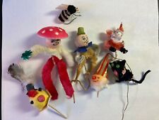Vtg LOT Chenille Pipe Cleaner Spun Cotton Santa Chick Black Cat Halloween for sale  Shipping to South Africa