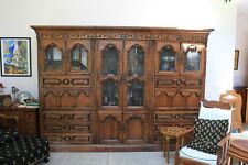 Used,  Mahogany crystal hutch and bookcase combo with two leather fold down desks for sale  Bellevue