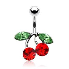10mm Cherry Silver Stainless Steel Navel Bar Belly Button Piercing Barbell for sale  Shipping to South Africa