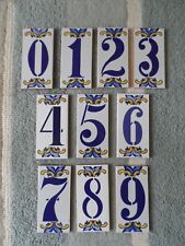 15cm x 7.3cm (Large) Hand Painted Spanish Blue Yellow NUMBER Tiles House Door  for sale  Shipping to South Africa