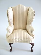 dollhouse doll house miniature VINTAGE BESPAQ WING BACK CHAIR IVORY WHITE, used for sale  Shipping to South Africa