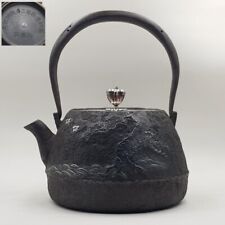 Antique Japanese Silver Inlaid Tetsubin Cast Iron Kettle 1200 ml. for sale  Shipping to South Africa