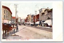 Tienda de comestibles Janesville WI ~ Tienda de muebles Kimball ~ Niño detrás de caballo y carro 1907 PC segunda mano  Embacar hacia Argentina