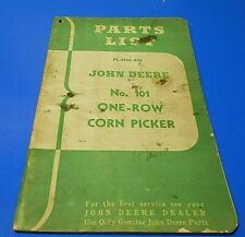 John Deere #101 Parts List for One-Row Corn Picker  PL=H20-846, used for sale  Shelbyville