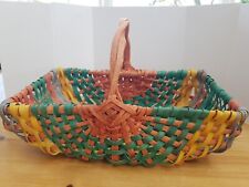 Hand Woven Rattan  Vintage Rattan  Basket,  Colourful, Handle Lightweight 30cm  for sale  Shipping to South Africa