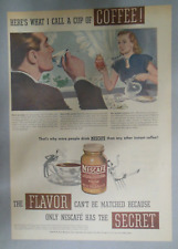 Nescafe' Coffee Ad: Here's What I Call Flavor! from 1940's Size: 11  x 15 inches for sale  Shipping to South Africa