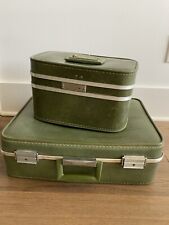 Vintage 1950s Towncraft Mid Century Green Luggage & Travel Train Case Suitcase for sale  Shipping to South Africa