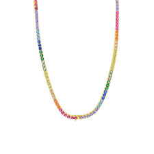 "Collar de cadena de tenis de espectro arco iris unisex laboratorio diamantes ostentosos 4 mm 16-20""" segunda mano  Embacar hacia Argentina