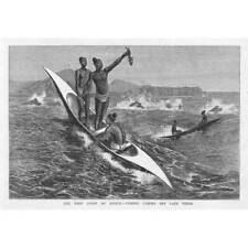 AFRICA Fishing Canoes off Cape Verde - Antique Print 1880 for sale  Shipping to South Africa