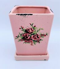 Destressed Style Pink Planter w/Base Rose Design Garden Plant Pot Floral Flower  for sale  GLOUCESTER