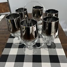 Copos de vinho ombre prata desbotada com rack caddy conjunto de seis vintage estilo MCM comprar usado  Enviando para Brazil