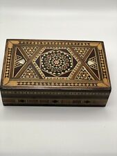 Caixa de madeira micro mosaico, forrada de veludo. Caixa de bugigangas para joias artesanais comprar usado  Enviando para Brazil