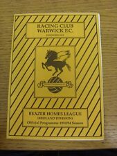 12/03/1994 Racing Club Warwick v Redditch United (marcas de caneta na capa traseira). Con, usado comprar usado  Enviando para Brazil
