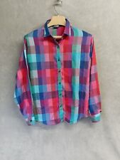 Camisa Wrangler Feminina Pequena Colorida Xadrez Leve EUA Trabalhada Anos 80 comprar usado  Enviando para Brazil