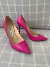JIMMY CHOO Bright Pink Leather Pointed Toe Stiletto Heels Court Sho  37.5 UK 4.5 for sale  Shipping to South Africa