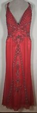 Alyce Designs Red Heavily Beaded Formal Prom Long Dress Women Size 8 Waist 28 In for sale  Shipping to South Africa