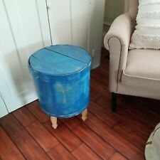 Caja de queso despensa de madera curvada de colección mesa redonda hecha a mano pintada azul almacenamiento segunda mano  Embacar hacia Argentina