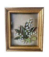 Vtg Edmond J Nogar Stereographic Hand Painted Oil on Layered Glass White Lillies for sale  Shipping to South Africa