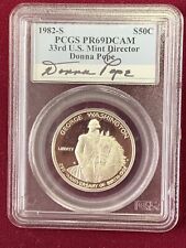 1982-S Washington Commemorative 50¢ PCGS PR69 DCAM con firma pape segunda mano  Embacar hacia Argentina