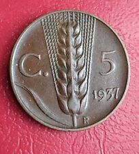 5 centesimi 1937 usato  Roccabianca