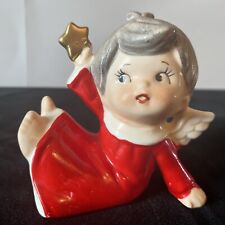 Vintage Napco? Ceramics Japan Christmas Red Angel Holding Star, used for sale  Kimberly