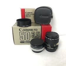 Canon FD 50mm 1:3.5 Macro Camera Lens & Extension Tube FD25 Hood BW-52A 19080 CP for sale  ROMFORD