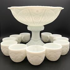 Thatcher McKee Concord Milk Glass 1951 Punch Bowl Set 13 pieces Made in USA for sale  Shipping to South Africa