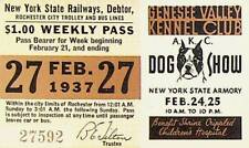 Rochester City Trolley & Bus Lines Pass February 27 1937 AKC Dog Show, used for sale  Shipping to United Kingdom