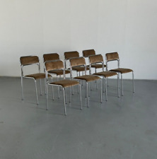 1 de 8 sillas de comedor apilables vintage italianas beige y terciopelo Bauhaus, años 80 segunda mano  Embacar hacia Argentina