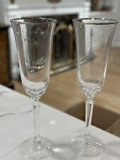 "Juego de 2 vasos de flauta de champán de platino federal clásico cristal Lenox 8,75""" segunda mano  Embacar hacia Argentina