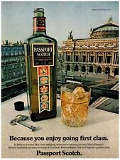 Passaporte uísque escocês "Enjoy Going First Class" anúncio impresso vintage 1980 comprar usado  Enviando para Brazil