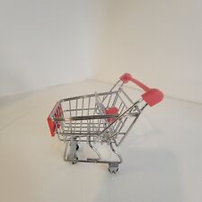 Mini carrinho de compras de metal supermercado alças vermelhas fio 4,5" de altura comprar usado  Enviando para Brazil