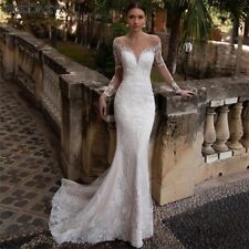 V-Neck Illusion Lace Mermaid Wedding Dress  Appliques Beading Wedding Gowns Sexy for sale  Shipping to South Africa