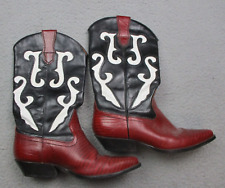 Botas femininas vintage de couro Nine West Western 7M cowboy cowgirl vermelho preto, usado comprar usado  Enviando para Brazil