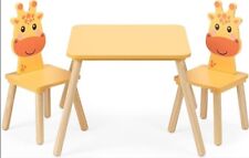 Kids Wooden Table and Chairs Children's 2 Chair 1 Table Giraffe Design Navaris for sale  Shipping to South Africa