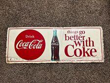 Coca Cola Original 1960 Tin Advertising Soda Sign Things Go Better With A Coke for sale  Shipping to South Africa