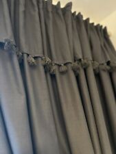 Gorgeous Large  Charcoal Cotton Tassled Pelmet Concealed Tab Curtains for sale  Shipping to South Africa