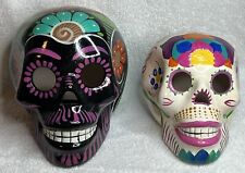 Conjunto de cerâmica mexicana pintada à mão crânio de açúcar Dia dos Mortos 6” de altura comprar usado  Enviando para Brazil