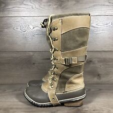 Sorel Womens Conquest Carly Winter Boots Brown Knee High Lace Up Leather Sz 8 for sale  Salt Lake City