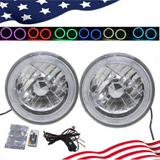 7" Inch Round RGB MULTI COLOR LED SMD Halo Clear Lens Diamond Cut Headlights for sale  Shipping to South Africa