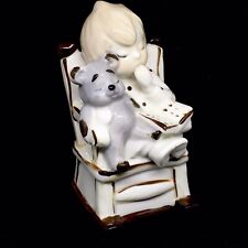Used, Vintage 1960s Porcelaine Figurine Child Book & Teddy Bear Rocking Chair Nursery for sale  Shipping to South Africa