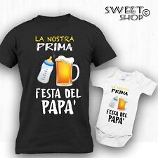 Usato, T-shirt maglietta PRIMA Festa del PAPA' regalo Idea Regalo BIMBO PAPA' UGUALI usato  Viu