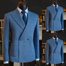 Terno masculino azul blazer peito duplo regular slim fit smoking pico lapela casamento comprar usado  Enviando para Brazil