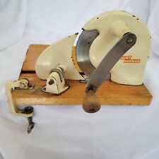Vintage Manual Bread Cheese Meat Cutter Metal Slicing Machine Wi Wood Base for sale  Shipping to South Africa
