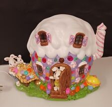 WHISICAL HANDPAINTED CERAMIC BUNNY COTTAGE/HOUSE w/Lights for sale  Shipping to South Africa