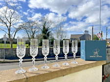 A SET OF 6 VINTAGE BOHEMIA LEAD CRYSTAL CUT FLAMENCO CHAMPAGNE FLUTES BOXED for sale  Shipping to South Africa