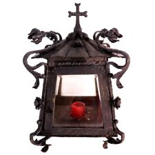 Linterna de mesa vela antigua francesa de hierro forjado y vidrio biselado de la década de 1860 segunda mano  Embacar hacia Argentina