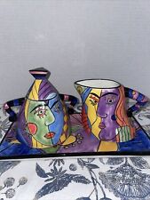 Museu Picasso estilo cubista creme e açúcar na bandeja multicolorida comprar usado  Enviando para Brazil